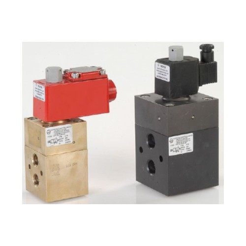 3 Port 2 Position Internal Pilot Operated, Normally Closed/Open Poppet Solenoid Valve